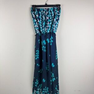 Shira P Chic Teal and Navy Maxi Dress size small